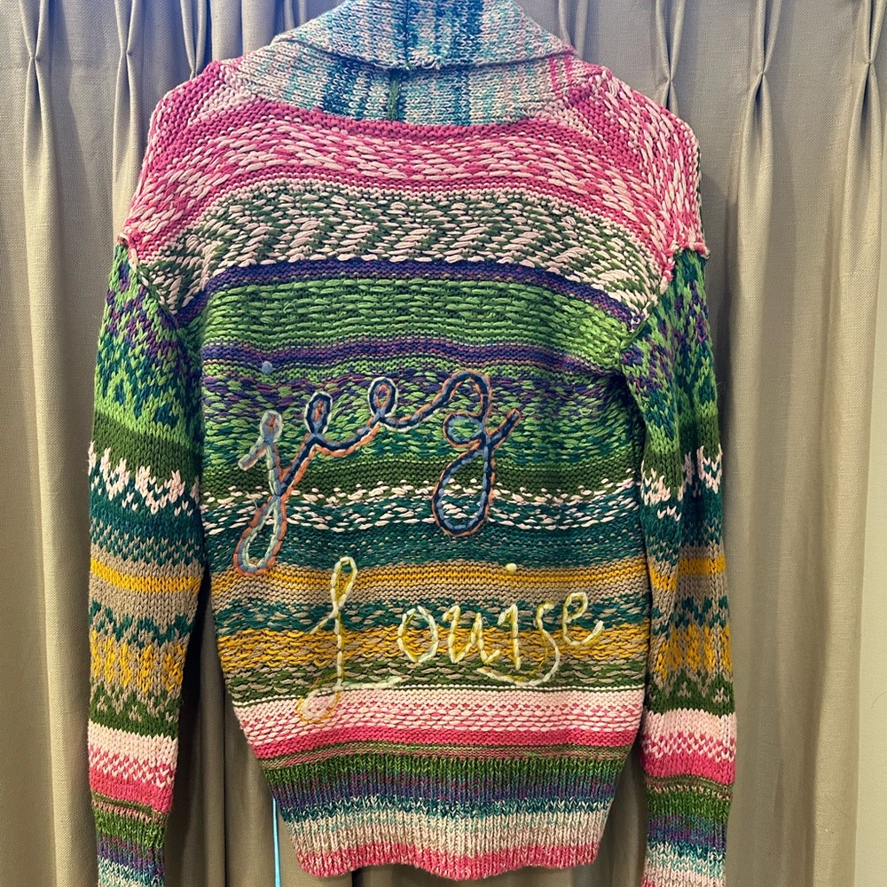 Colorful Anthropologie sweater- pure whimsy!!